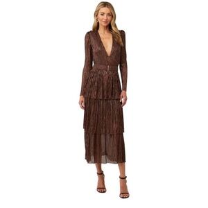 Sabina Musayev carry dress in bronze Medium Womens Midi Long